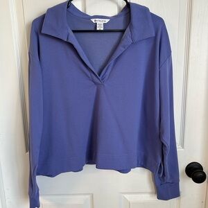 Athleta Retroterry Polo Sweatshirt Pullover Women’s Medium Adonis Blue